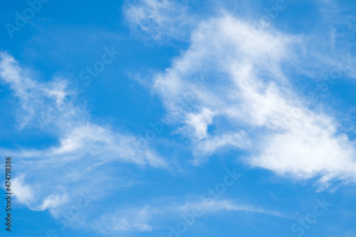 Beautiful Nature clear blue sky with with cloud texture background.wallpaper with copy space for text.