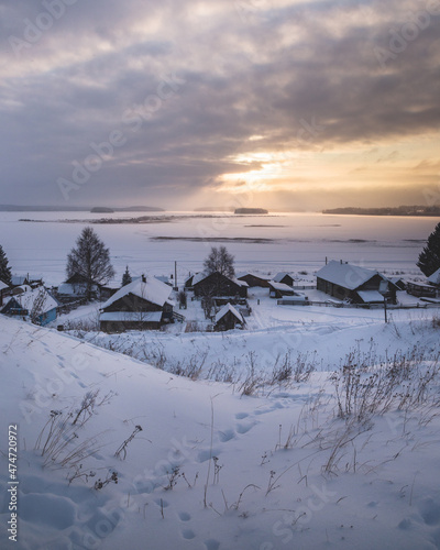 The Russian north village in winter