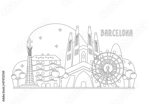 Barcelona, landmark, vector illustration, sketch