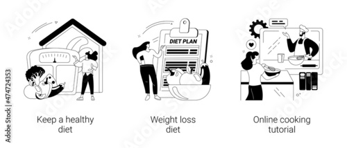 Food and nutrition tips abstract concept vector illustrations.