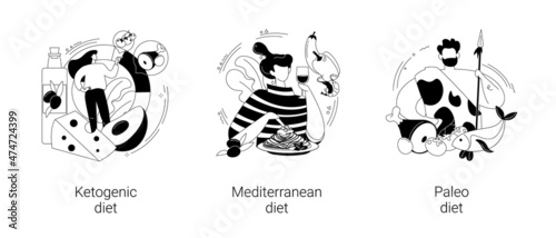 Weight loss nutrition plan abstract concept vector illustrations.