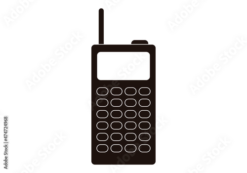 Icono negro de walkie-talkie en fondo blanco.