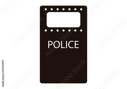 Icono negro de escudo de antidisturbios policial.
