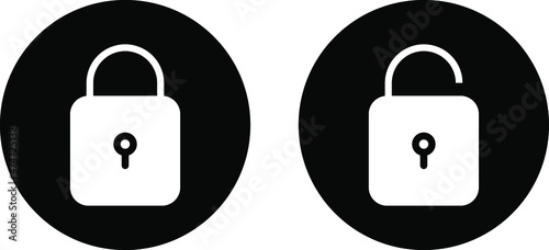 Lock outline icon vector closed lock open lock vector image Isolated on white background.