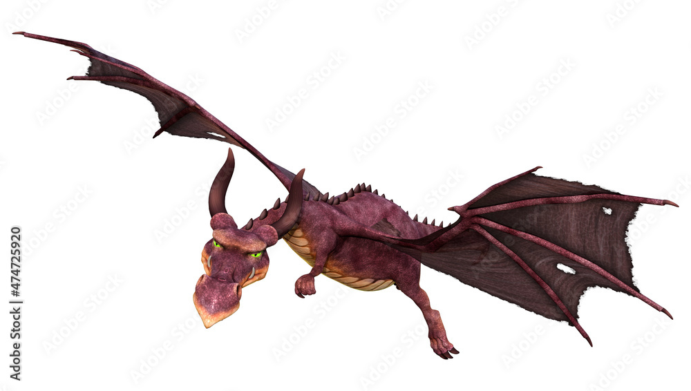 Naklejka premium 3D Rendering Fairy Tale Dragon on White