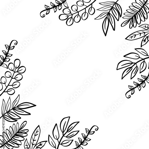 Wallpaper Mural Floral frame with green leaves and branches elements. Torontodigital.ca