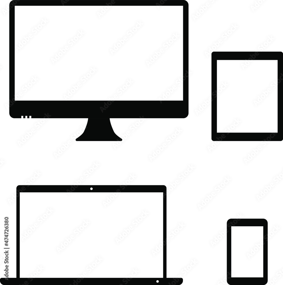Mobile Phone, Tablet PC, Computer Monitor and Laptop Vector Illustration Set With Transparent Background. Mobile Phone, Tablet PC, Computer Monitor and Laptop Vector Illustration Set With Transparent Background.