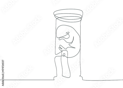 Fetal life in the tube. scientific development and reproduction concept. Endangered animals are scientifically preserved, fetal offspring in a glass tube.