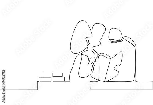 girl studying at the table drawing concept.