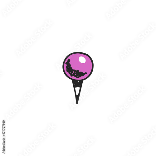 Map pin or thumbtack stud symbol or icon, sketch vector illustration isolated.
