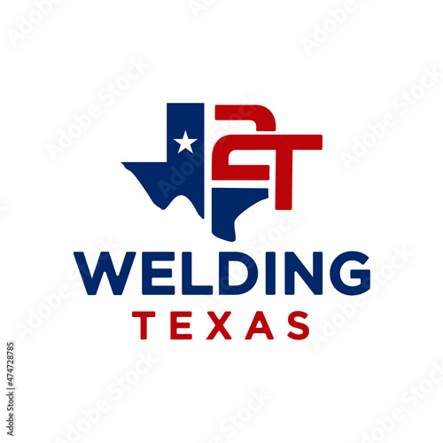 texas map logo with initials 2t