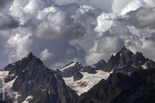Cloudy mountains. Caucasus Mountains. © BSANI