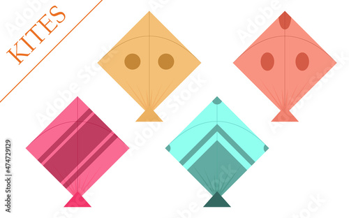 Colorful kites set vector illustration, kites vector illustration for makar sankranti [uttarayan] Design projects.