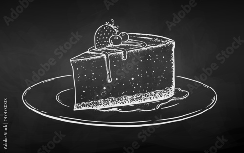 Vector chalk illustration of Cheesecake
