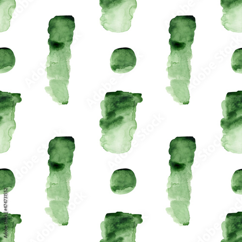 Seamless abstract pattern with green watercolor spots, stains. Watercolor background for textile, wallpapers, wrapping paper