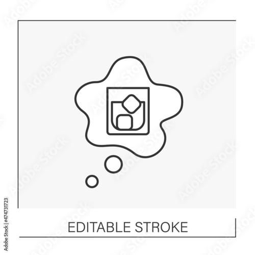  Reflections line icon. Fantasize about alcohol. Bad habit. Unhealthy addiction. Dreams concept. Isolated vector illustration. Editable stroke