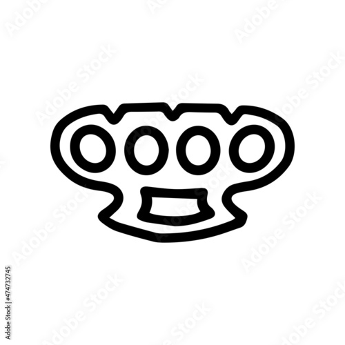 brass knuckles line vector doodle simple icon