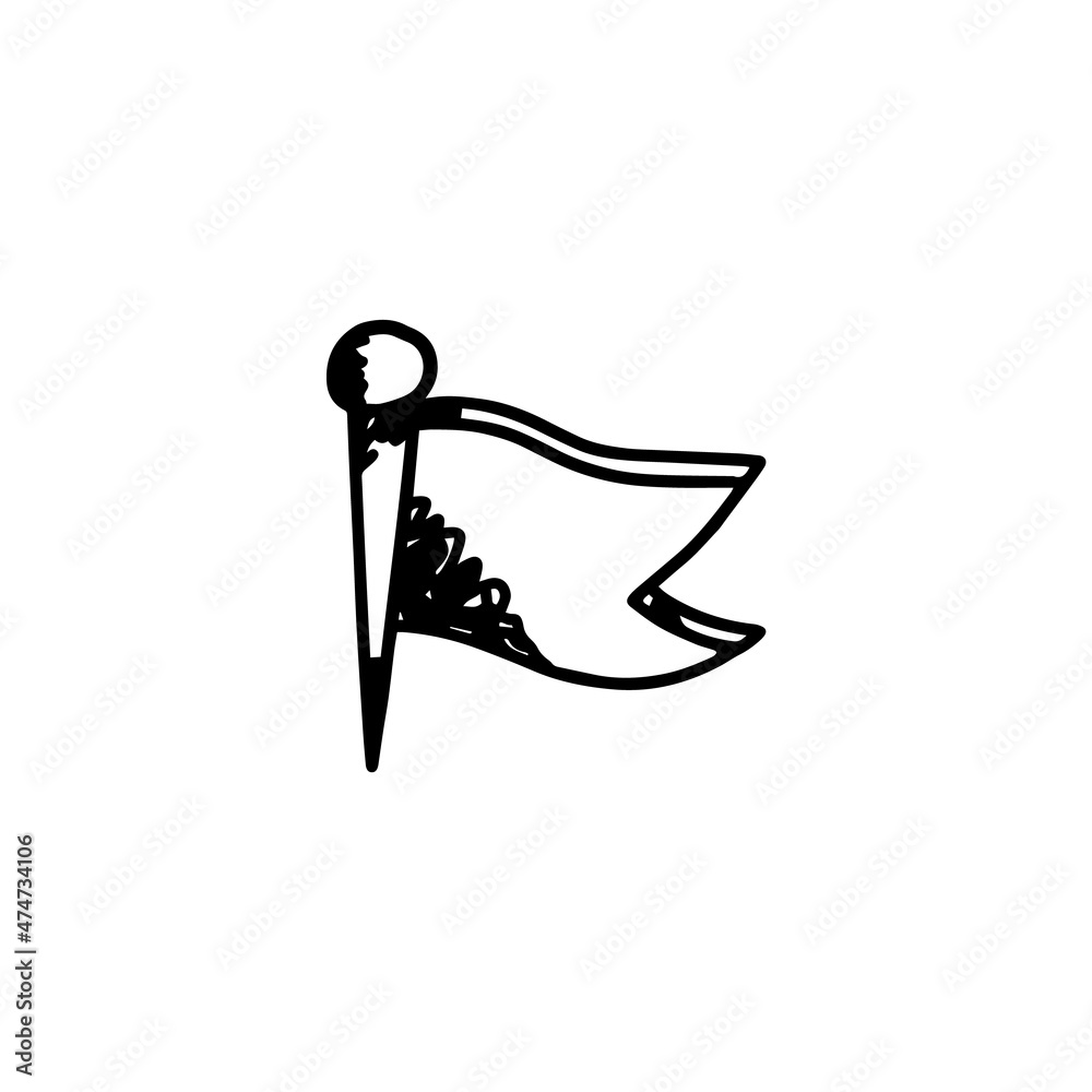 Flag icon shape, location pin hand drawn vector sketch. Pin map flag pencil drawing. Flag icon shape, location pin hand drawn vector sketch. Pin map flag pencil drawing.
