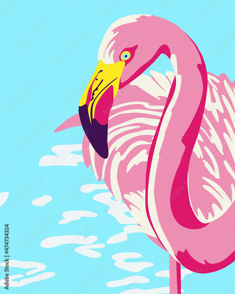 Ontwikkelen Detecteren passend Colorful flamingo portrait in pop art style. Abstract, hand-drawn,  multi-colored portrait of flamingo. For fabric, textile, clothing, wrapping  paper, wallpaper, stickers, poster t-shirt design. Stock Vector | Adobe  Stock