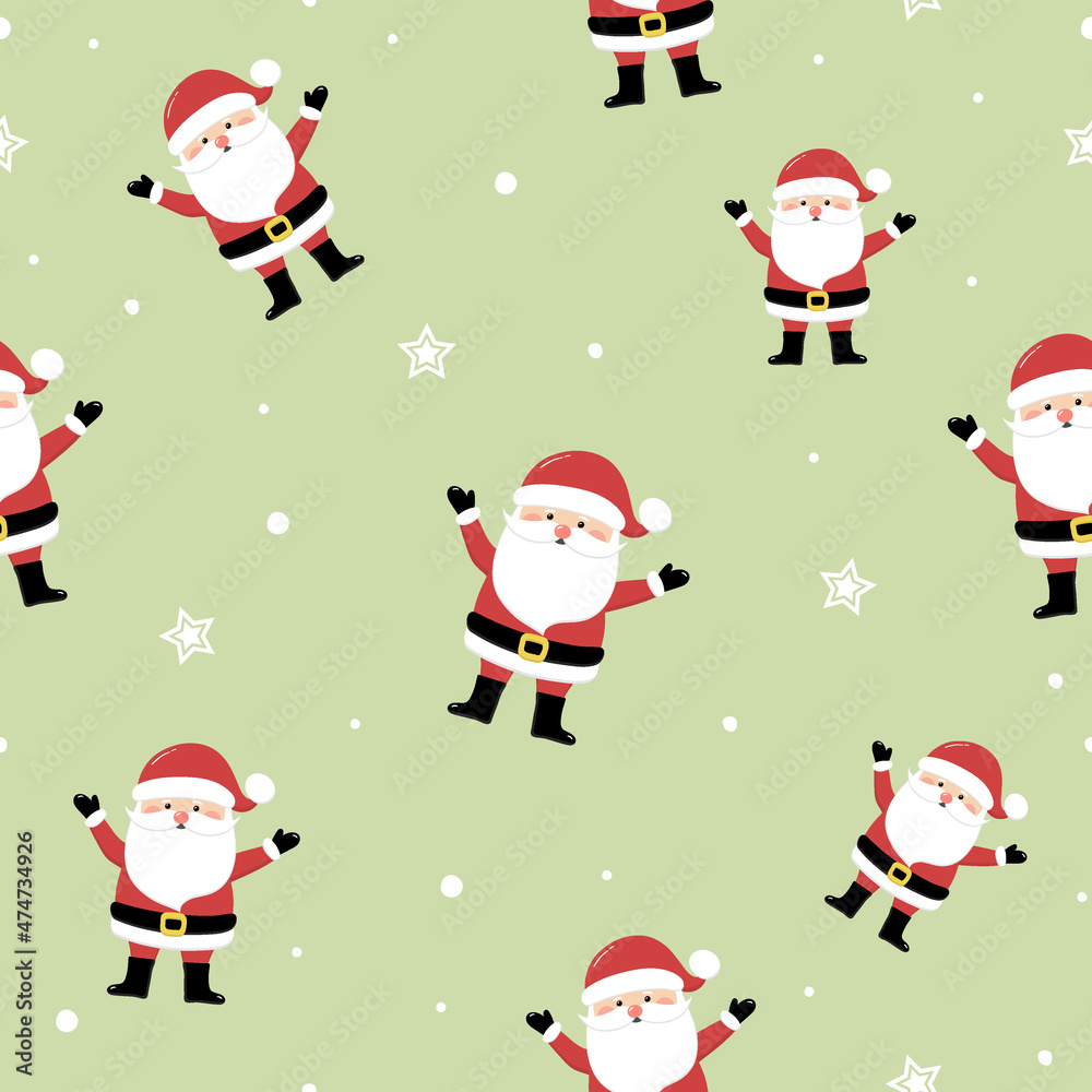 Christmas pattern with funny Santa Claus. Vector Christmas pattern with funny Santa Claus. Vector