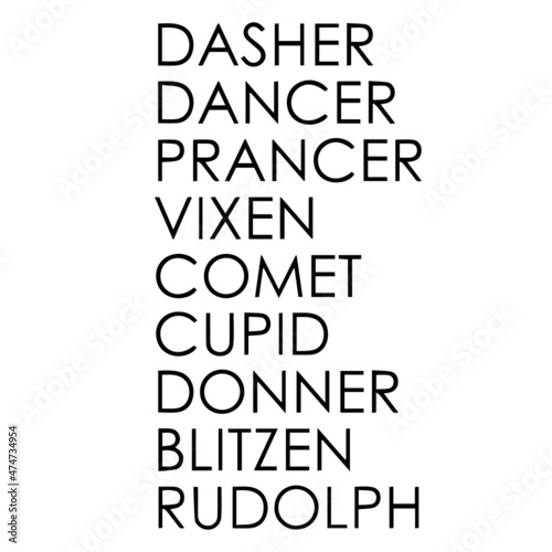 dasher dancer prancer vixen comet cupid donner blitzen rudolph background inspirational quotes typography lettering design