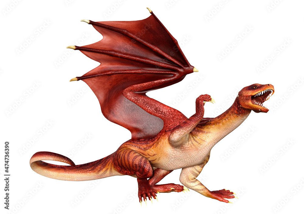 Obraz premium 3D Rendering Fairy Tale Dragon on White