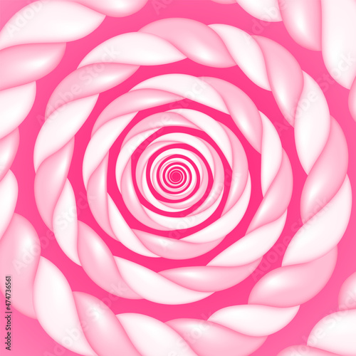 Twisted marshmallow spiral background. Soft sweets vector illustration.
