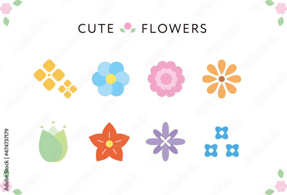 花 アイコン シンプル 素材 セット Stock Vector Adobe Stock