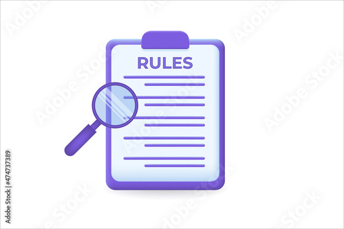 Regulation Compliance, list of rules law concept. 3D Web Vector Illustrations