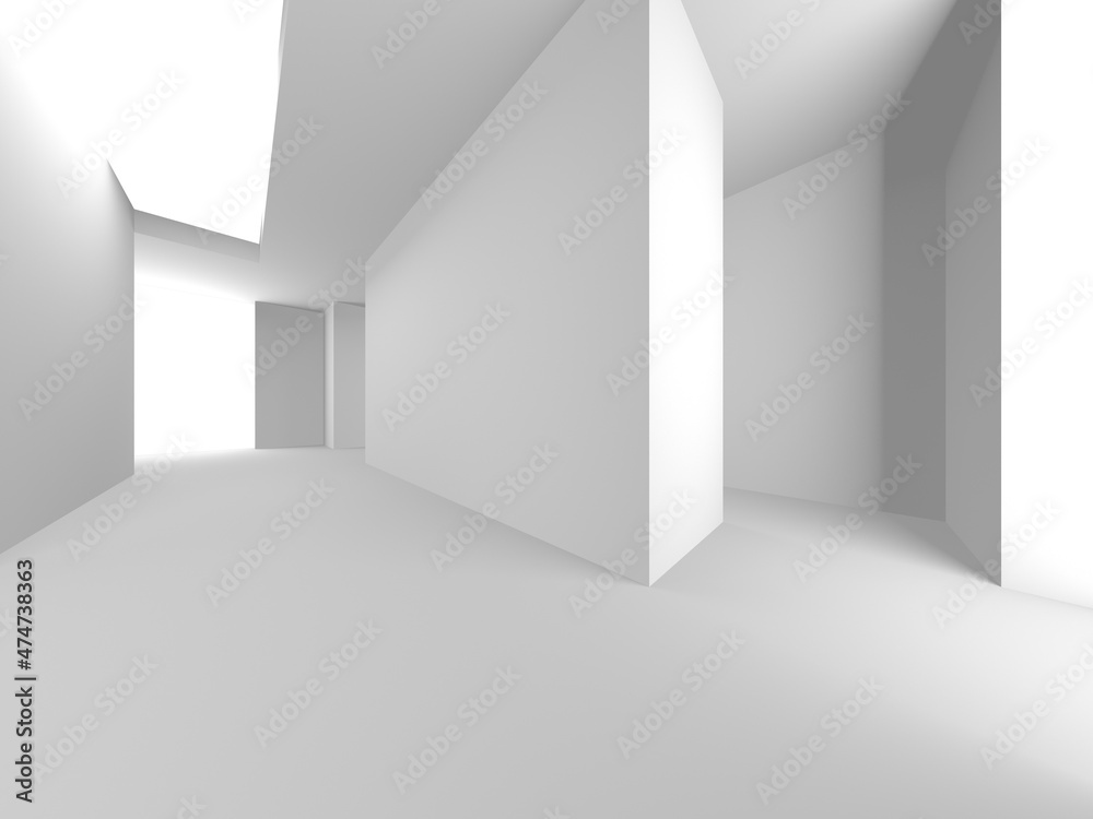 Fototapeta premium Illuminated corridor interior design. Empty Room Interior Background