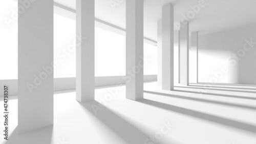 Illuminated corridor interior design. Empty Room Interior Background