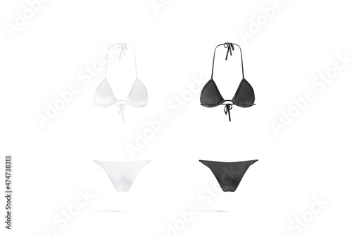 Blank black and white woman bikini mockup, back view Fototapet