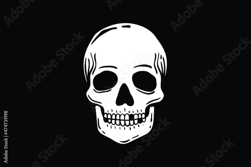 skull black and white illustration print on t-shirts,jacket,souvenirs or tattoo free vector