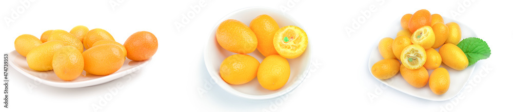 Collage of cumquats isolated on a white background with clipping path Collage of cumquats isolated on a white background with clipping path