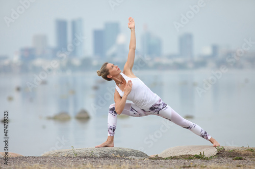 young beauty woman do exercises