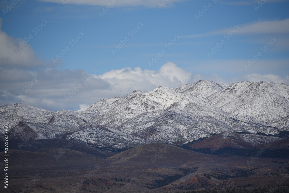 Utah- Large Format Panorama of Red Desert Snow Covered Mountains
