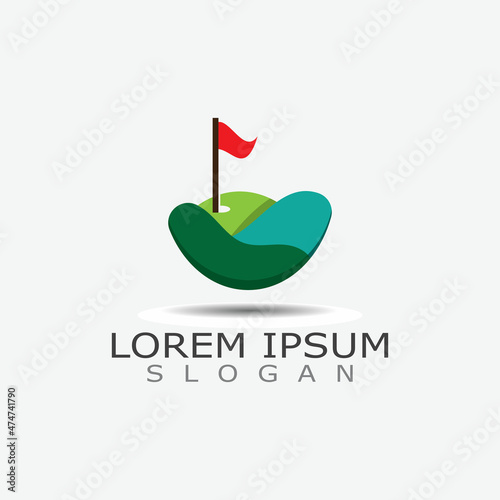 Golf field vector illustration, Golf logo, sport design on white background