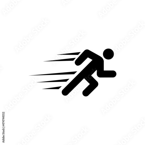 Man Fast Run, Running Sprinter, Athlete. Flat Vector Icon illustration. Simple black symbol on white background. Man Fast Run, Running Sprinter sign design template for web and mobile UI element.