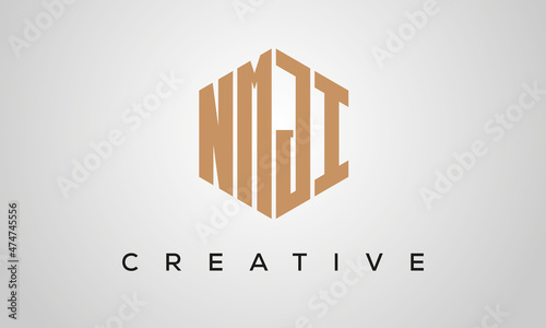 creative polygon NMJI letters logo design  vector template