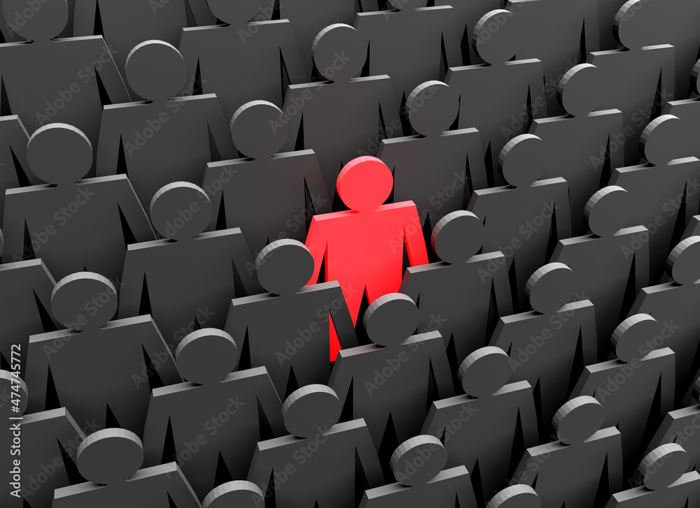 Fototapeta premium Business and individuality concepts illustration. Standing out in a crowd