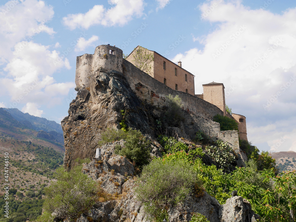 Impressive citadel in Corte, Corsica, France.