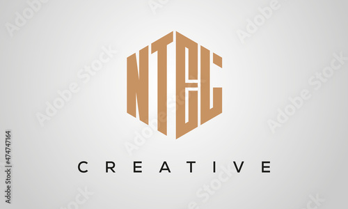 creative polygon NTEL letters logo design, vector template photo