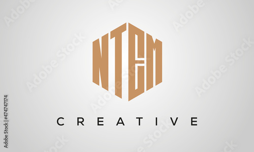 creative polygon NTEM letters logo design, vector template photo