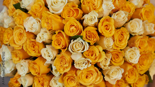 large bouquet of yellow and white roses 101 pieces background texture