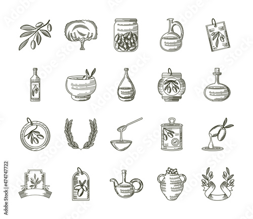 icons olive hand drawn design