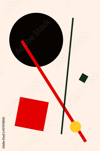 Abstract suprematism composition, retro painting in suprematism style photo
