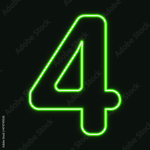 Creative Neon number Four vector illustration