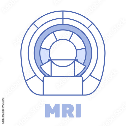 MRI diagnostics thin line icon, vector illustration of laboratory magnetic scanner equipment
