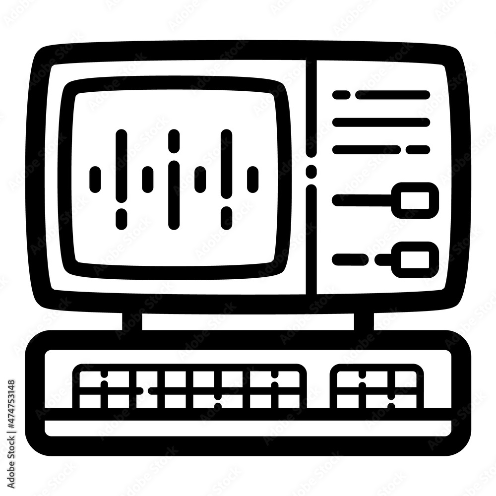Old Pc Music Production Flat Icon Isolated On White Background Old Pc Music Production Flat Icon Isolated On White Background