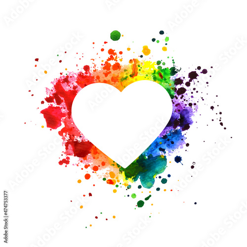 Watercolor Splash Love symbol. Rainbow splatter. vector illustration